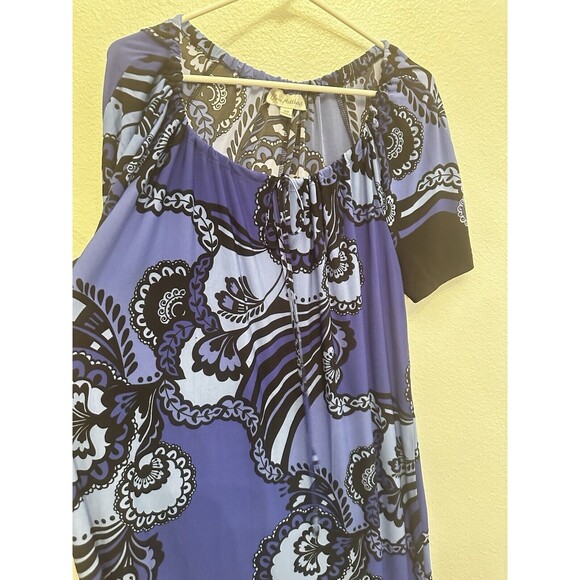 Olivia Matthews Dress Womens 16 Career Office Midi Shift Sheath Shades Of‎ Blue - Picture 5 of 14